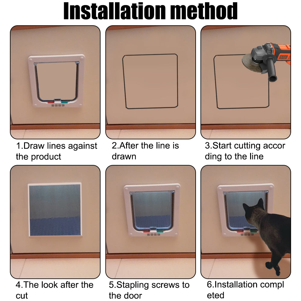 Pet Door with 4-Way Lock for Cats and Dogs - Secure, Weatherproof Flap