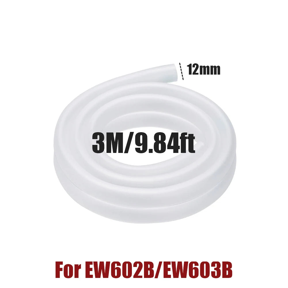 White flexible tubing for an aquarium filter, labeled 3M/9.84ft, for EW602B/EW603B models.