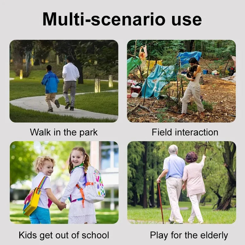 Four scenarios showing the multi-scenario use of a rechargeable ultrasonic dog repeller for bark control and training.