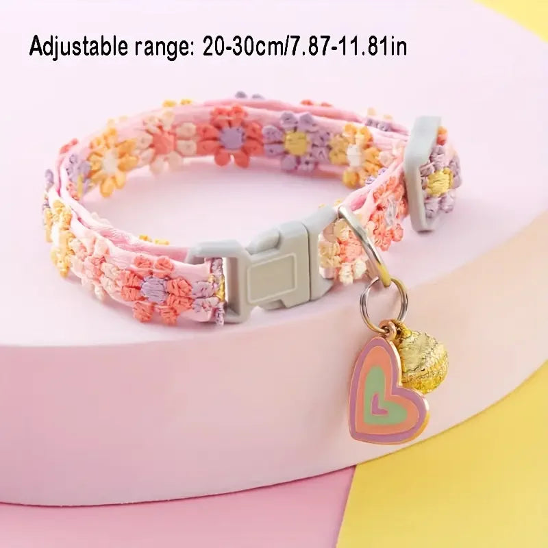 Adjustable Lace Pet Collar with Charm Pendant for Small Cats and Dogs