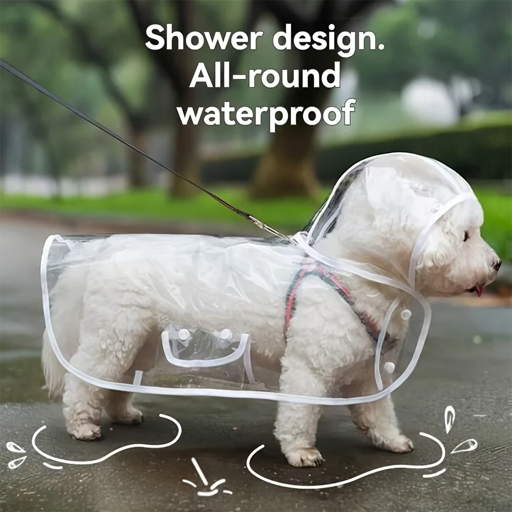 Waterproof Dog Raincoat with Harness Opening for Small & Medium Breeds