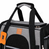 Gray and black breathable mesh pet carrier backpack with black straps and an orange accent.
