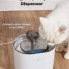 A white 2.2L large capacity water dispenser is shown with a cat drinking from it.