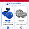 Blue interactive dog ball featuring a Dual Lock System for a strong bond.
