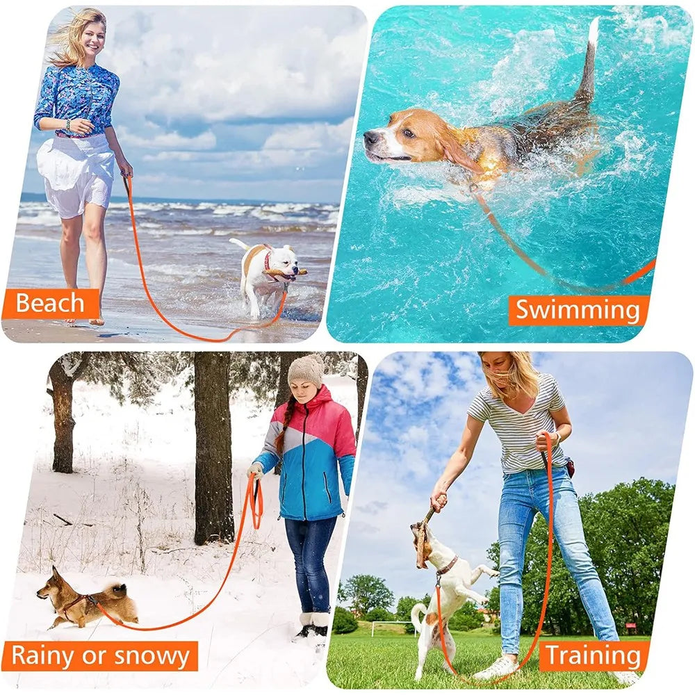 Long Waterproof Dog Training Leash with Padded Handle