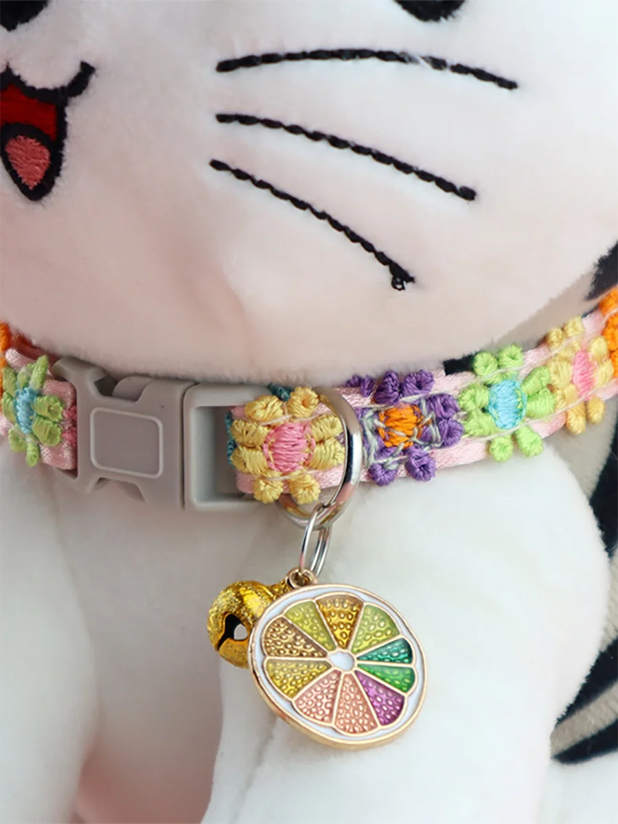 Adjustable Lace Pet Collar with Charm Pendant for Small Cats and Dogs