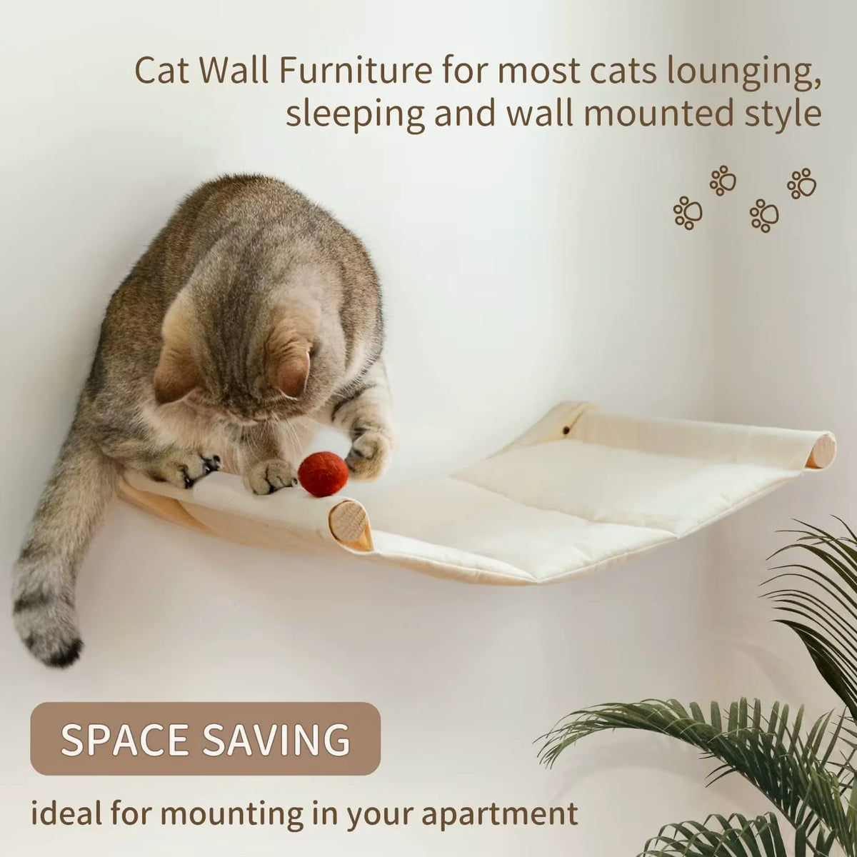 Wall-Mounted Cat Hammock Set with Climbing Shelves and Sisal Scratching Posts