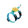 Adjustable bunny rabbit pet harness and leash set with a yellow fruit-shaped collar