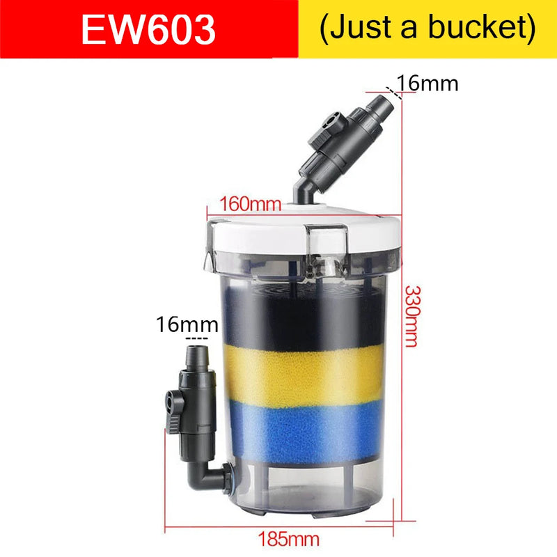 Filtre Externe Compact avec Fût Transparent pour Aquarium