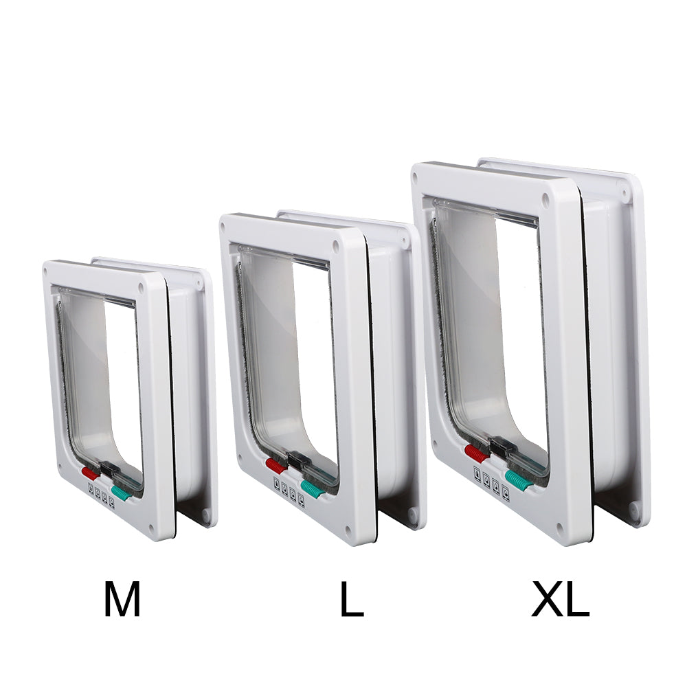 Pet Door with 4-Way Lock for Cats and Dogs - Secure, Weatherproof Flap