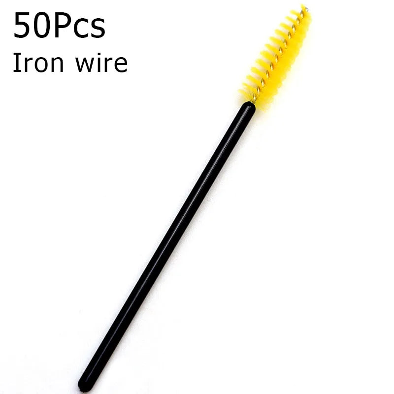 Disposable Eyelash Brushes (50-Pack) — Mascara Wand & Eyebrow Grooming Spoolies