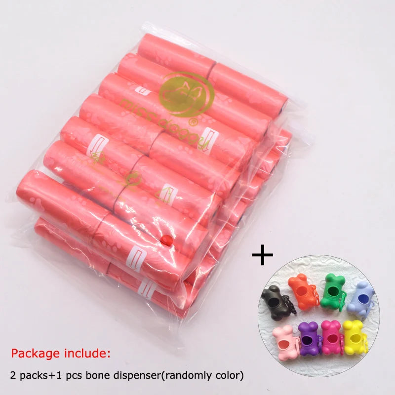 Paw Print Dog Poop Bags with Dispenser
