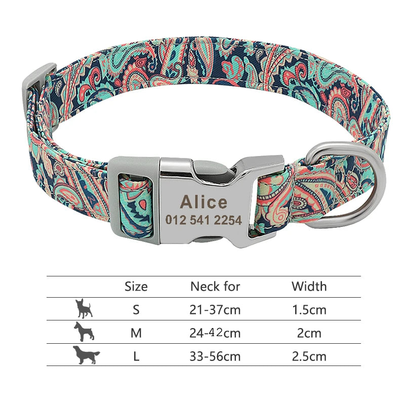 Personalisierte Nylon-Hundehalsband mit graviertem ID-Plättchen