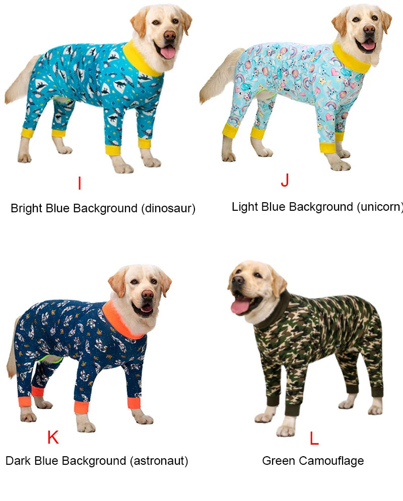 Cartoon Print Cotton Pajamas for Medium and Large Dogs