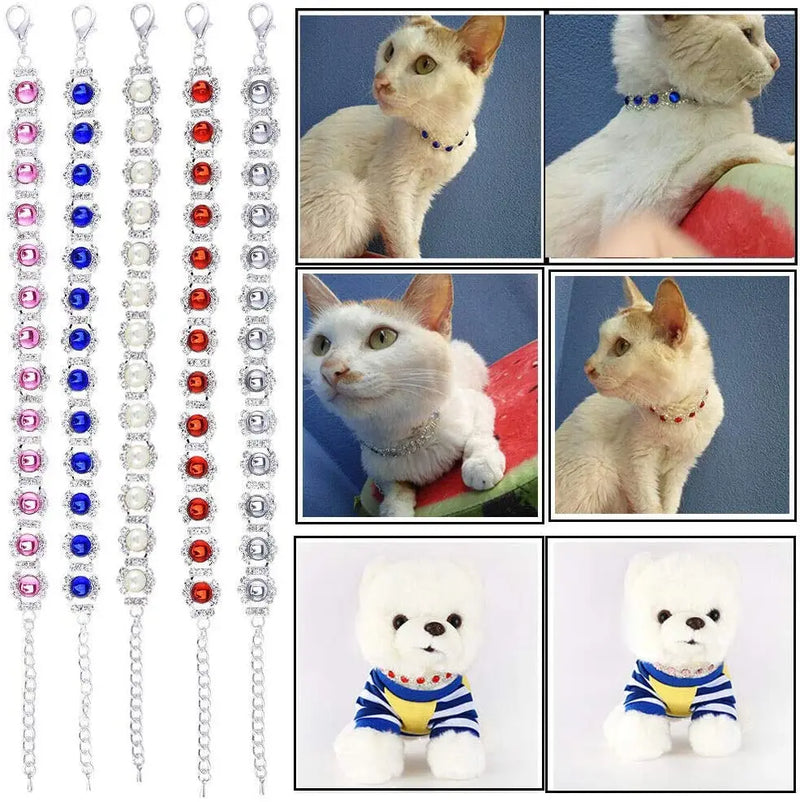 Luxury Rhinestone Dog Collar with Adjustable Chain