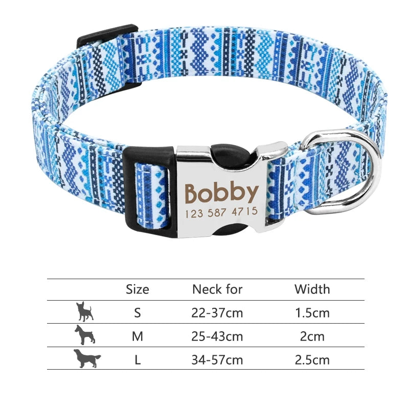 Personalisierte Nylon-Hundehalsband mit graviertem ID-Plättchen