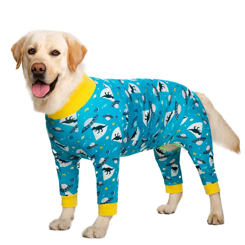 Soft Cotton Dog Pajamas Jumpsuit for Medium & Large Dogs