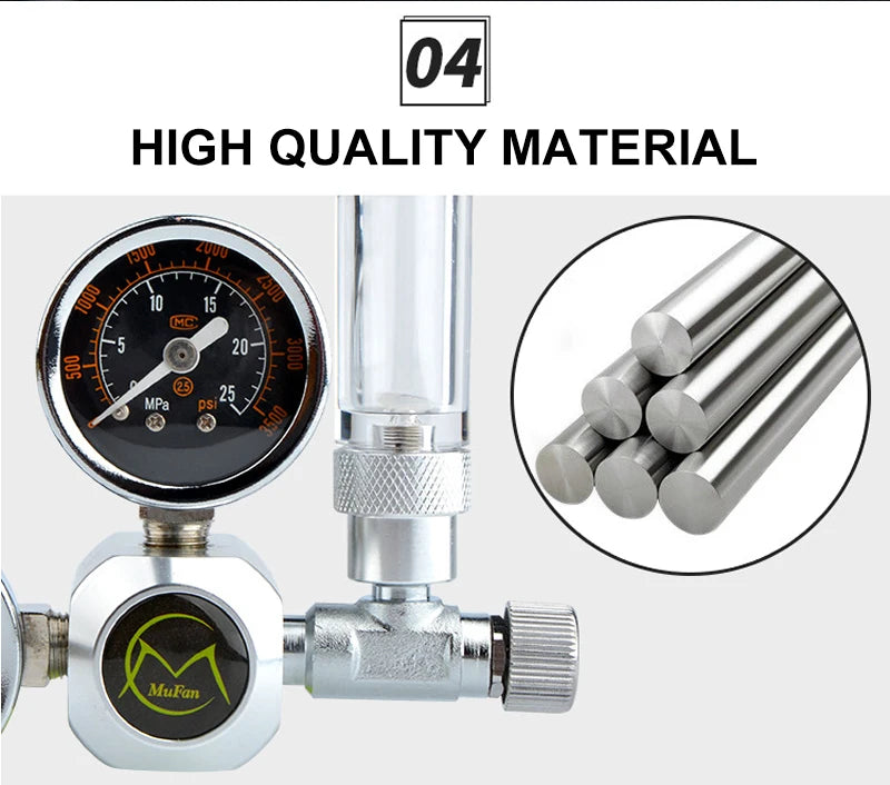Aquarium CO2 Regulator Kit with Solenoid and Dual Gauges