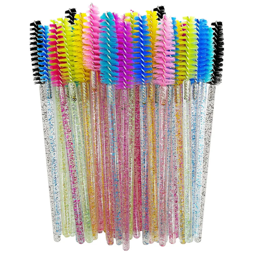 Disposable Eyelash Brushes (50-Pack) — Mascara Wand & Eyebrow Grooming Spoolies