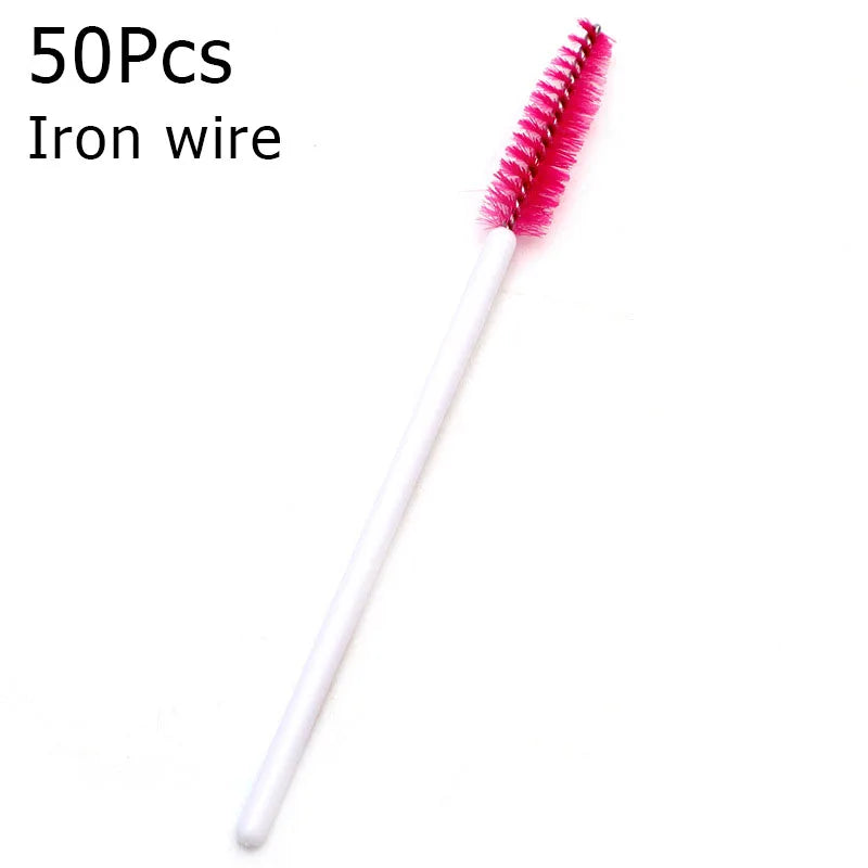 Disposable Eyelash Brushes (50-Pack) — Mascara Wand & Eyebrow Grooming Spoolies