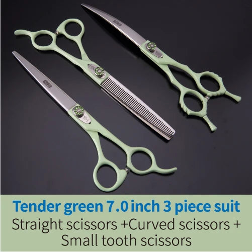 Professional 3-Piece Dog Grooming Scissors Set — Straight, Thinning & Curved