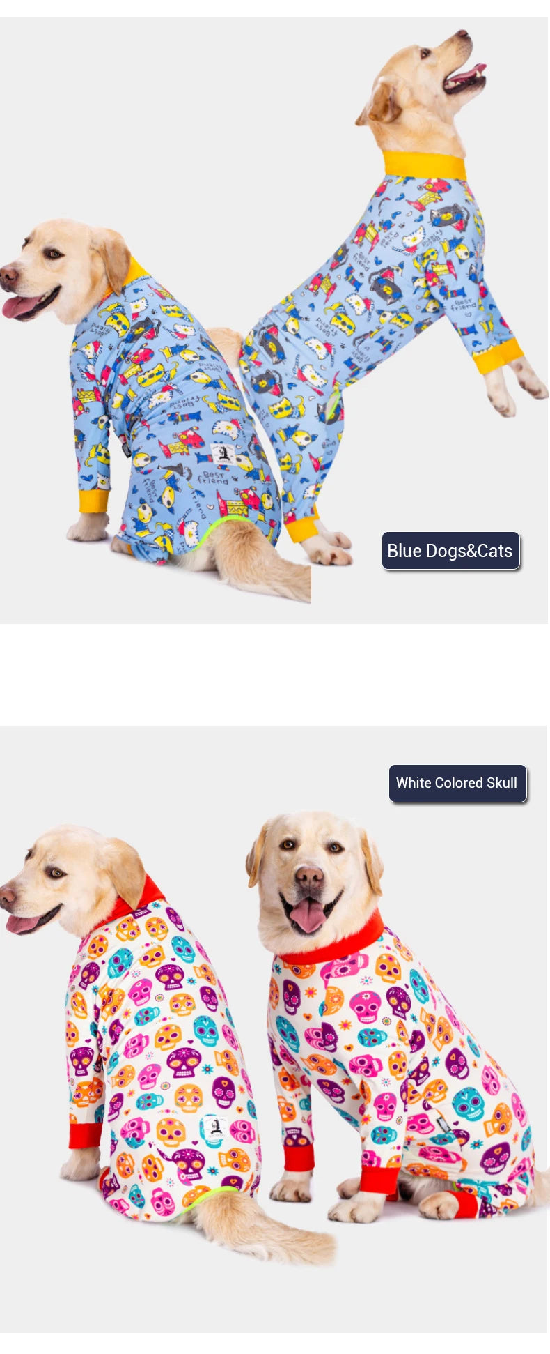 Soft Cotton Dog Pajamas Jumpsuit for Medium & Large Dogs