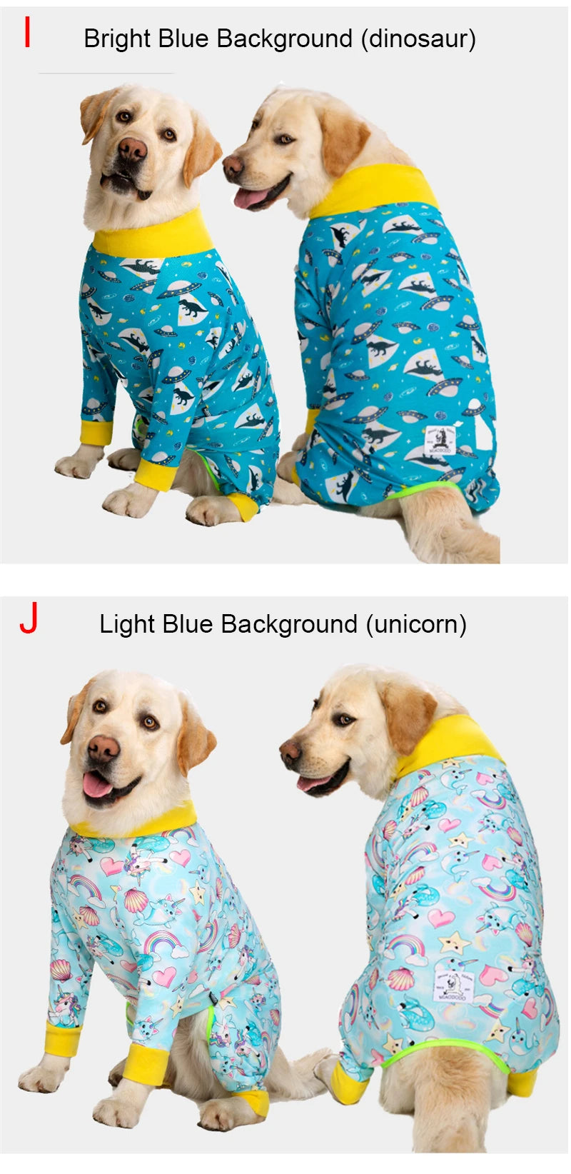 Cartoon Print Cotton Pajamas for Medium and Large Dogs