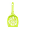 A bright lime green pet litter scoop with a perforated, hollow sifting head.