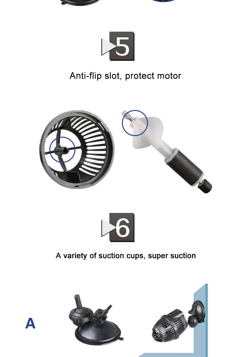Aquarium Wave Maker with Suction Cup Mount for Water Circulation and Aeration