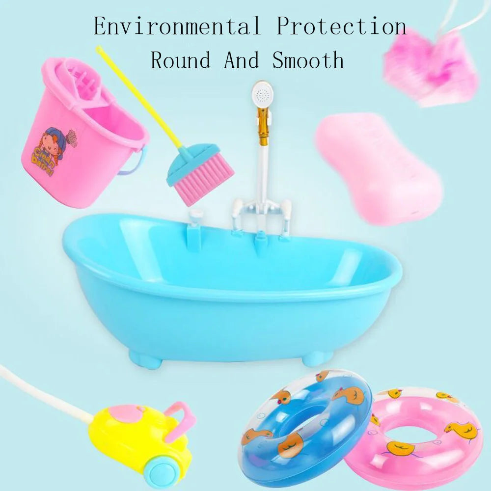 Miniature Bathroom Playset with Bathtub for Fashion Dolls