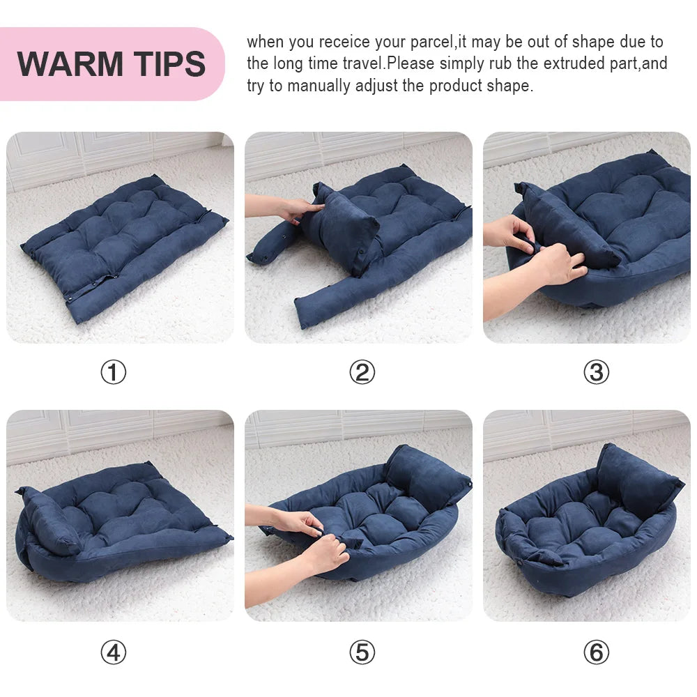 Cozy Cotton Pet Sofa Bed for Dogs and Cats
