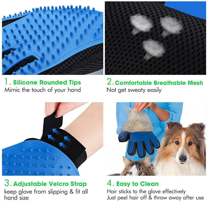 Gants de toilettage doux pour animaux