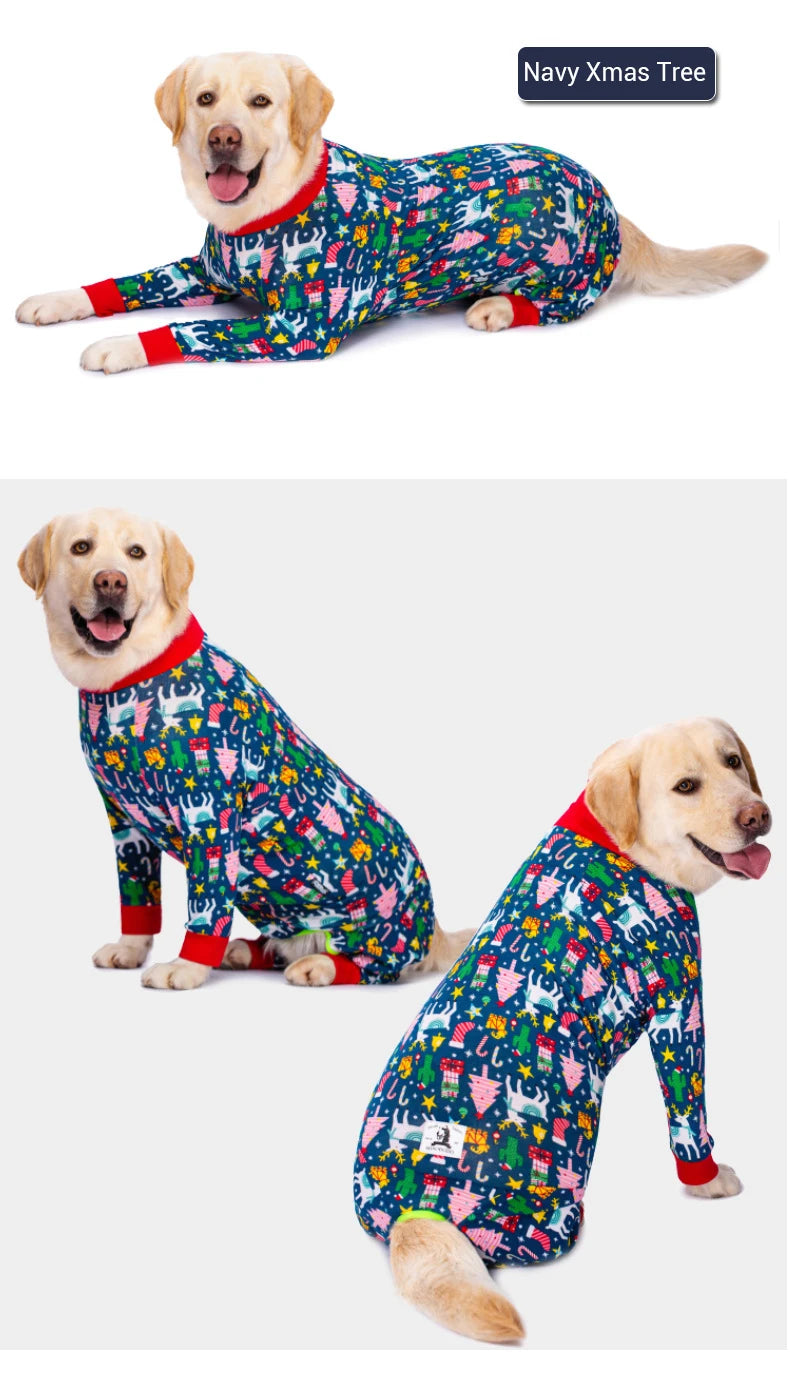Soft Cotton Dog Pajamas Jumpsuit for Medium & Large Dogs