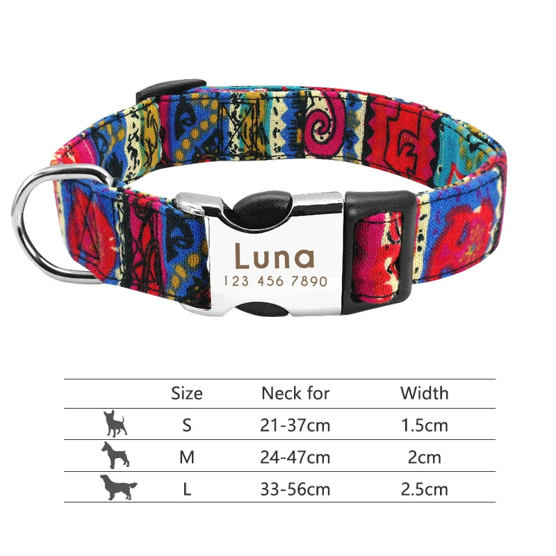 Personalisierte Nylon-Hundehalsband mit graviertem ID-Plättchen
