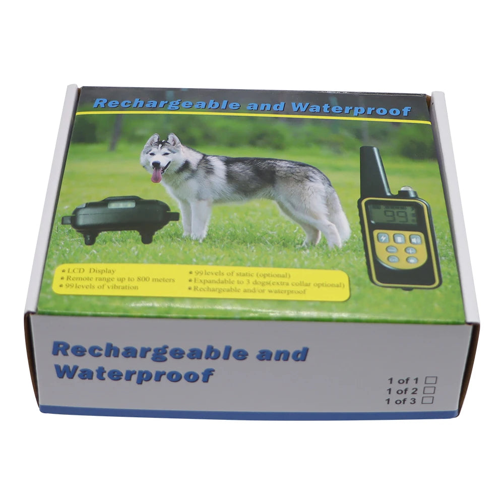 Rechargeable Dog Training Collar with Remote – 800m Range, Waterproof