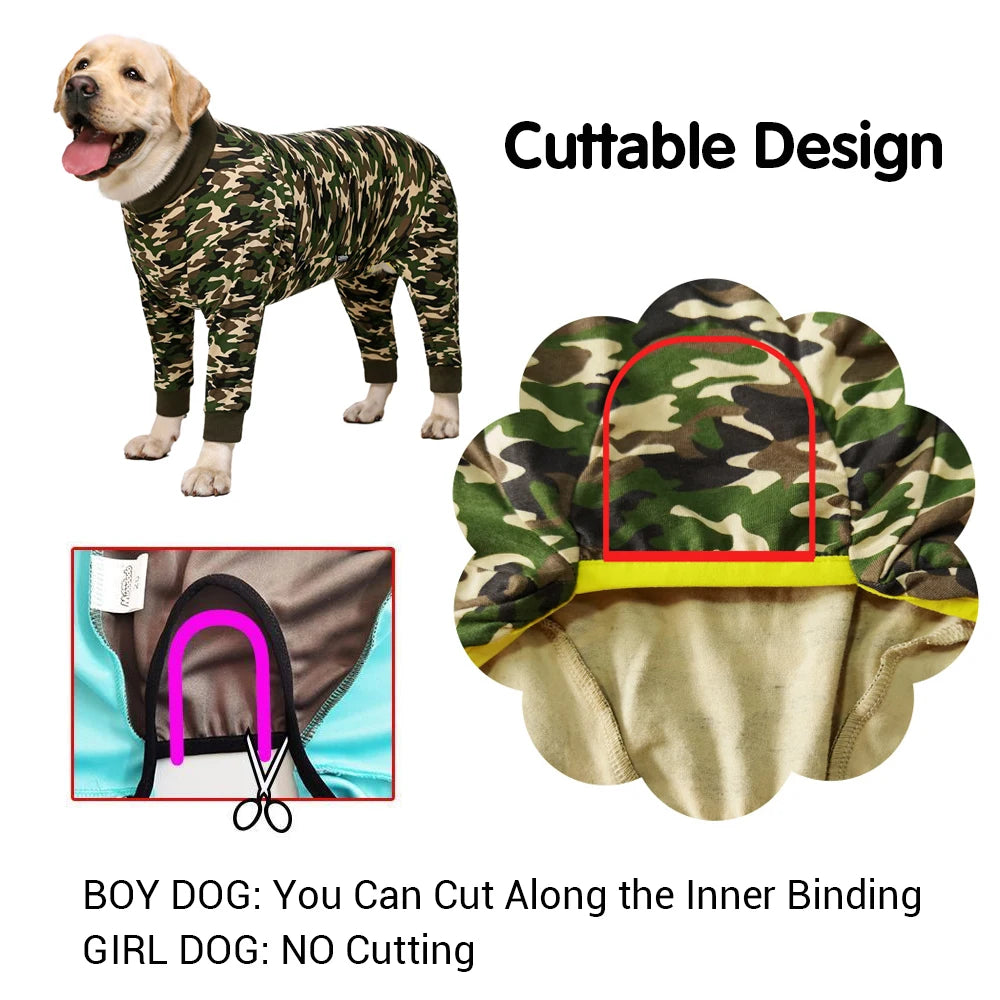 Soft Cotton Dog Pajamas Jumpsuit for Medium & Large Dogs
