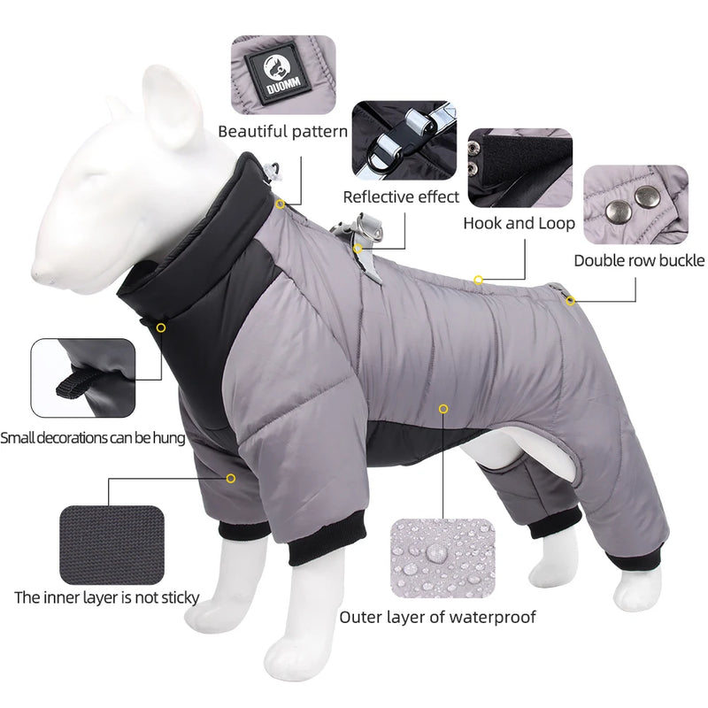 Winter Warm Thick Dog Jacket Waterproof Coat for Small to Large Dogs