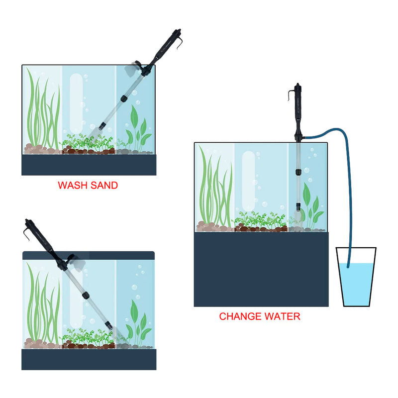 Aspirateur à Graviers et Changeur d'Eau pour Aquarium sur Piles