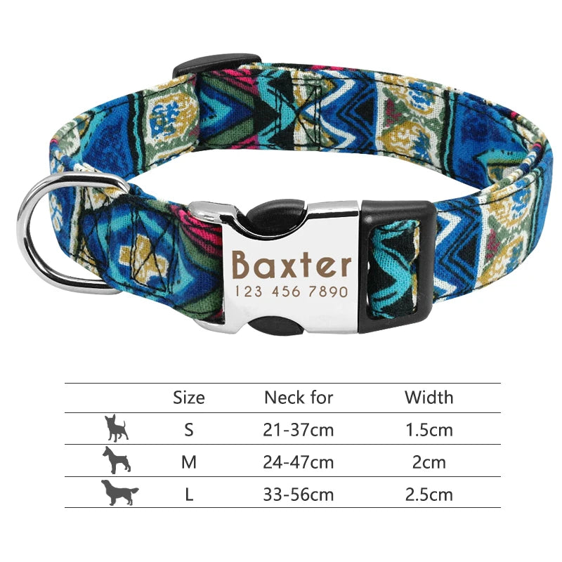 Personalisierte Nylon-Hundehalsband mit graviertem ID-Plättchen