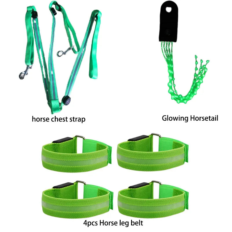 Set de Correas LED para Caballos: Seguridad y Visibilidad Nocturna