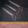 Professional 3-Piece Dog Grooming Scissors Set — Straight, Thinning & Curved