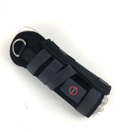 Black rechargeable LED horse tail light with a silver hook and strap.