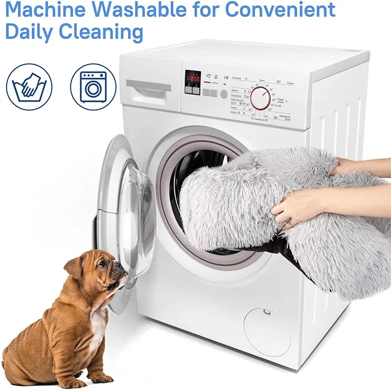Lit carré en peluche de luxe pour chien