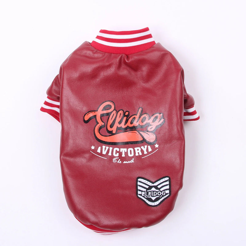 معطف شتوي للكلب - جلد اصطناعي وبطانة فليس دافئة