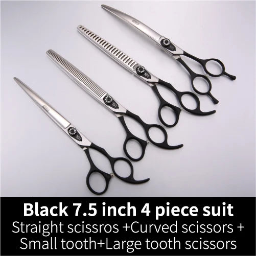 Professional 3-Piece Dog Grooming Scissors Set — Straight, Thinning & Curved
