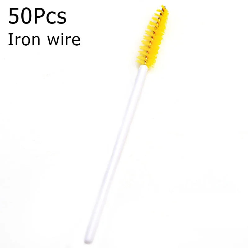 Disposable Eyelash Brushes (50-Pack) — Mascara Wand & Eyebrow Grooming Spoolies