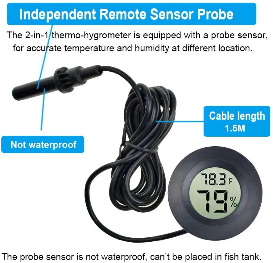 Digital Thermometer and Hygrometer for Reptile Terrariums