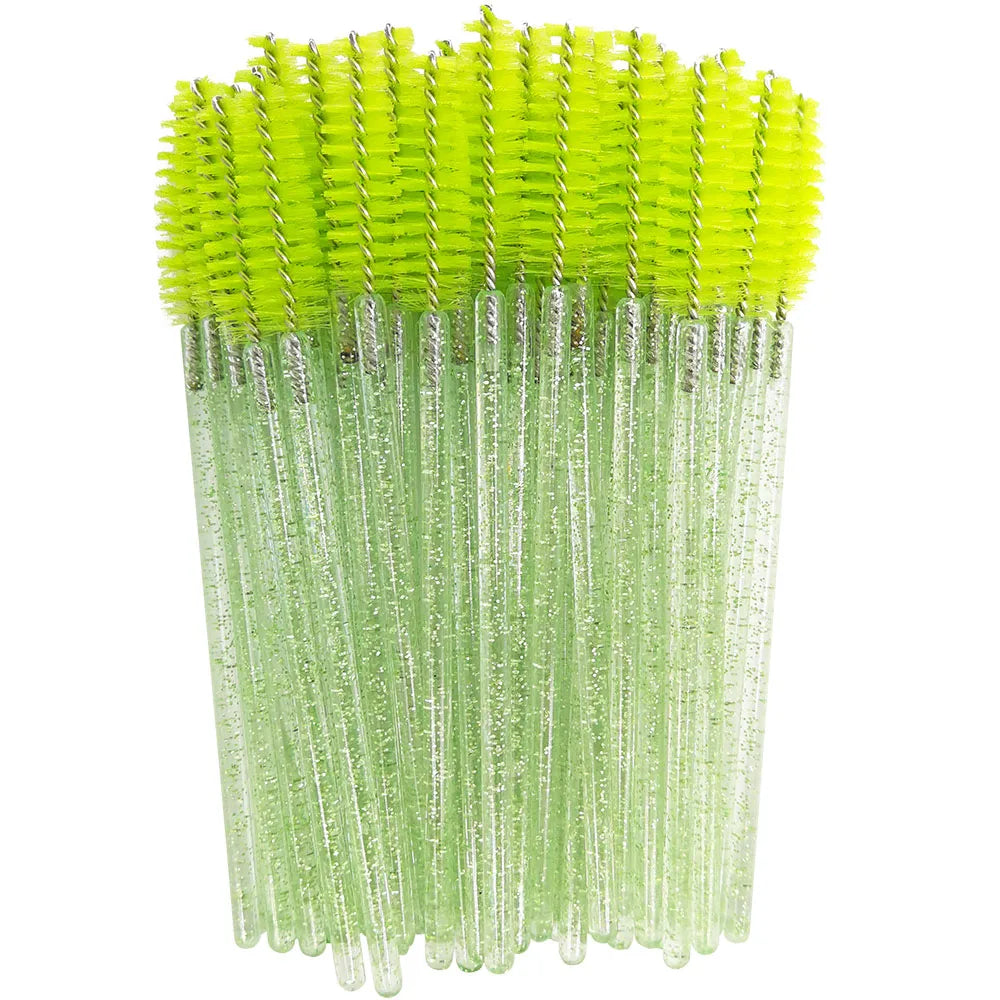 Disposable Eyelash Brushes (50-Pack) — Mascara Wand & Eyebrow Grooming Spoolies