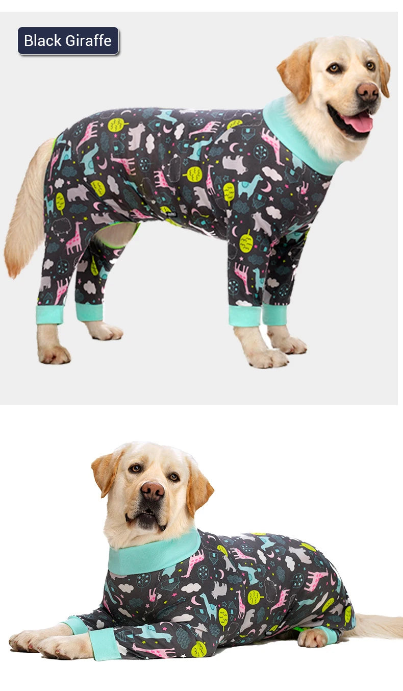 Soft Cotton Dog Pajamas Jumpsuit for Medium & Large Dogs