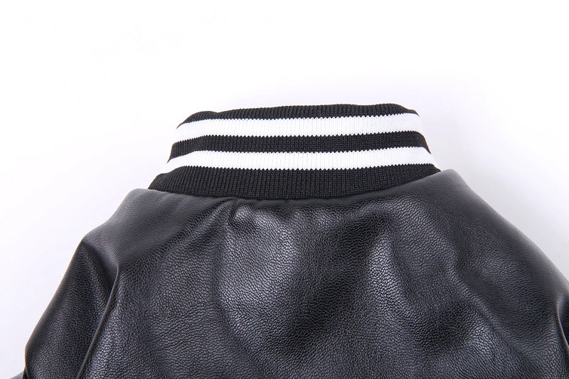 معطف شتوي للكلب - جلد اصطناعي وبطانة فليس دافئة